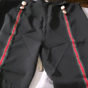 Black Pants with Red and Green Stripe
